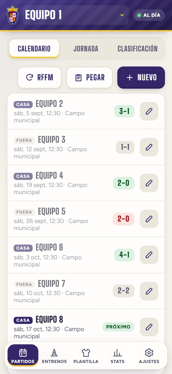Illescas 11: Calendario con resultados