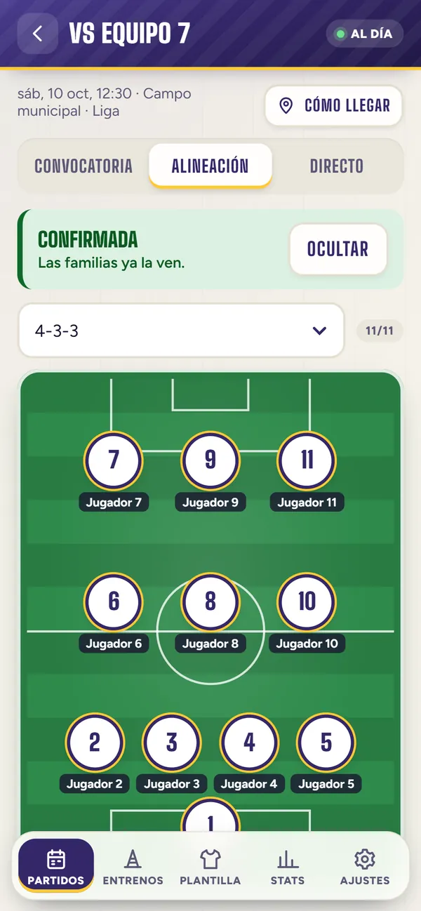 Illescas 11: Alineación en el campo