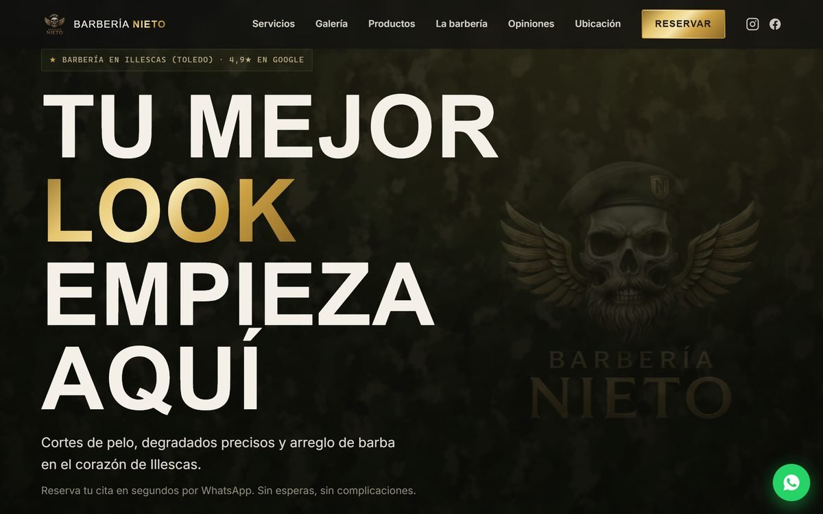 Web de Barbería Nieto en Illescas, diseñada por Arci's